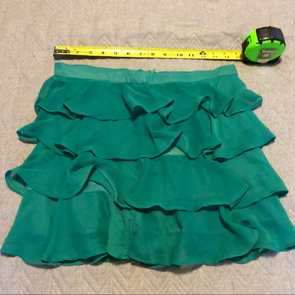 Green teal turquoise layered ruffle skirt
